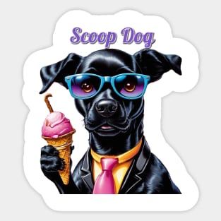 Black Lab Scoop Dog Sticker